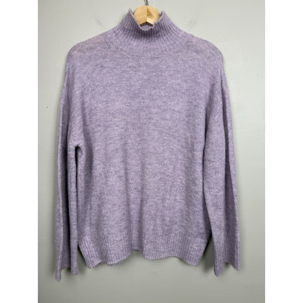 ICHI Lilac‎ Alpaca Blend Funnel Mock Neck Sweater Clean Minimal Cozy Women's M